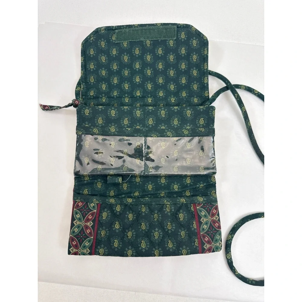 Vera Bradley Vintage Makeup Pouch Crossbody Wallet Set Classic Green Quilted